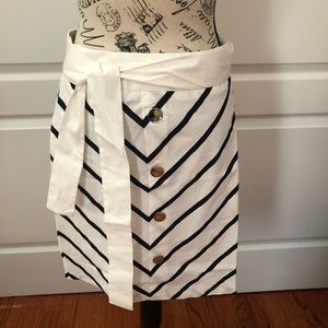 Belted striped skirt